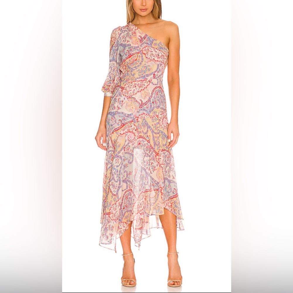 NWT Veronica Beard Kimber One Shoulder Paisley Floral Silk Dress NWT 4